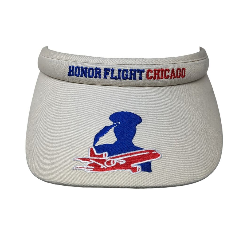 Honor Flight Chicago Sun Visor Cap Beige One Size Embroidered Gear For Sports